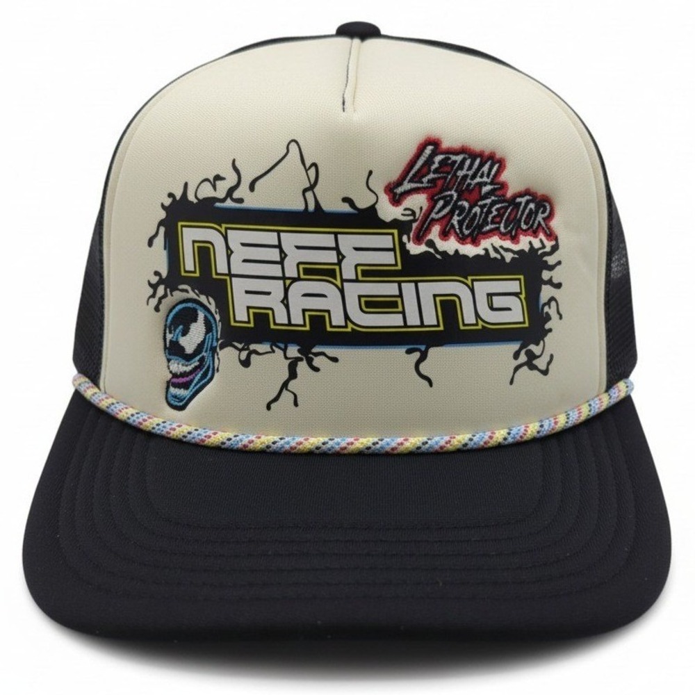 Neff Marvel Venom Lethal Protector Trucker Hat Racing Snapback Black Cream 88